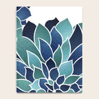 Festive, Floral Prints, Navy Blue and Teal on White Notebook Gallery Image 4