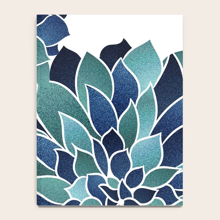 Festive, Floral Prints, Navy Blue and Teal on White Notebook Gallery Image 4
