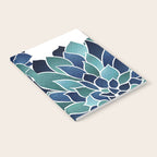 Festive, Floral Prints, Navy Blue and Teal on White Notebook Gallery Image 2