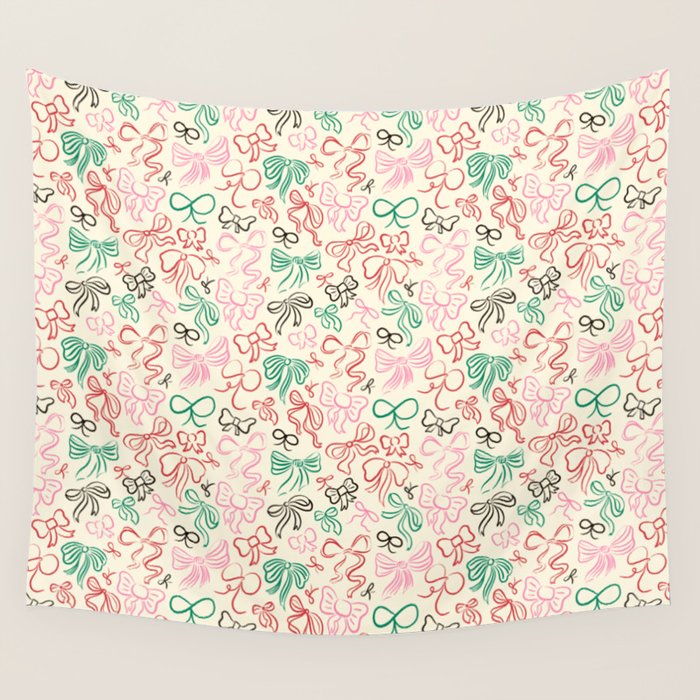 Coquette Holiday Bows Wall Tapestry Gallery Image 4