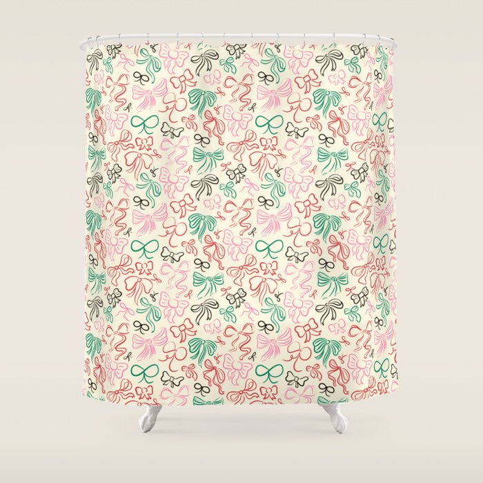 Coquette Holiday Bows Shower Curtain Gallery Image 1