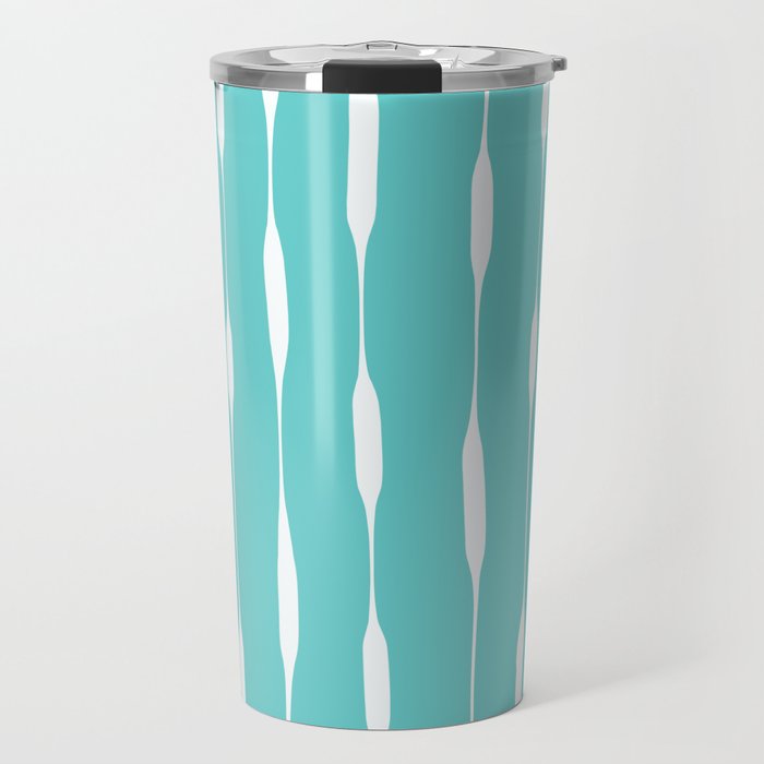 Robin's Egg Blue Turquoise Threaded Stripes Minimalist Modern Pattern Travel Mug Gallery Image 1