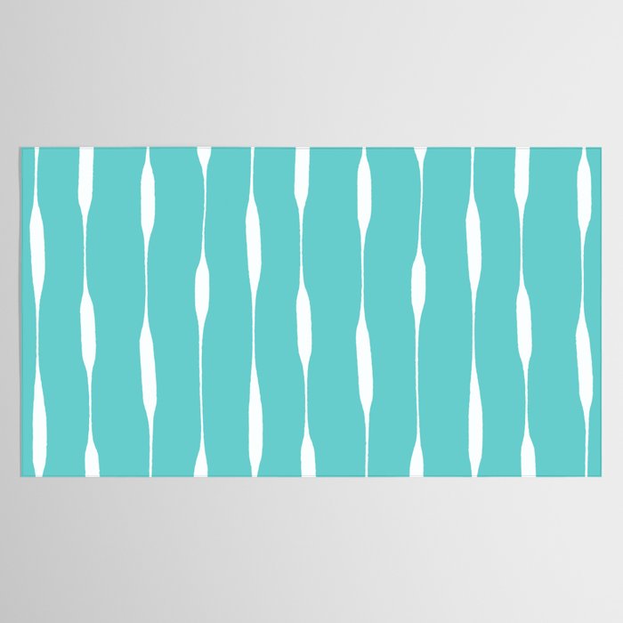 Robin's Egg Blue Turquoise Threaded Stripes Minimalist Modern Pattern Tablecloth Gallery Image 2
