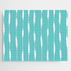Robin's Egg Blue Turquoise Threaded Stripes Minimalist Modern Pattern Jigsaw Puzzle Gallery Image 1