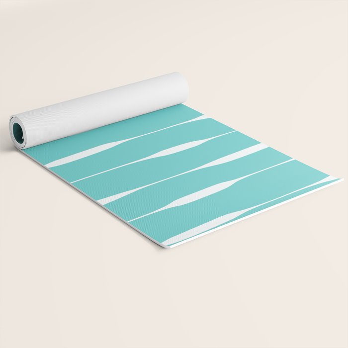 Robin's Egg Blue Turquoise Threaded Stripes Minimalist Modern Pattern Yoga Mat Gallery Image 2