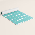 Robin's Egg Blue Turquoise Threaded Stripes Minimalist Modern Pattern Yoga Mat Gallery Image 2