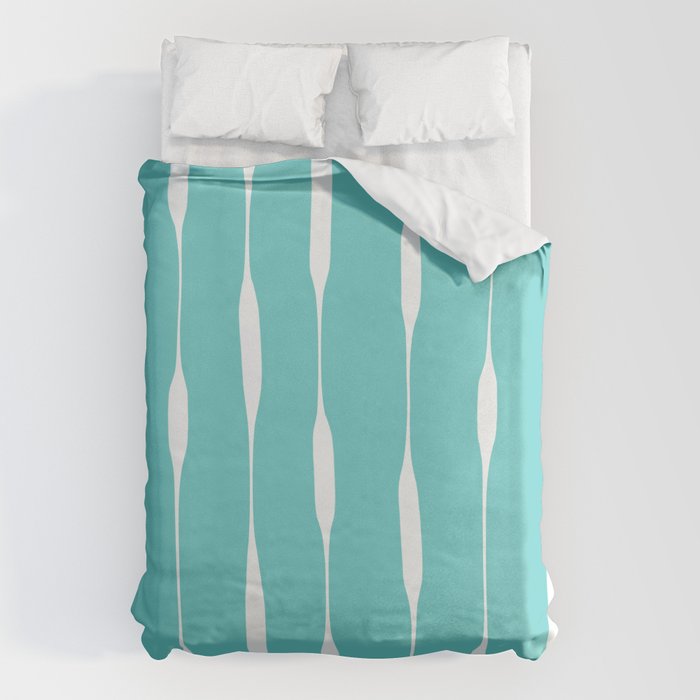 Robin's Egg Blue Turquoise Threaded Stripes Minimalist Modern Pattern Duvet Cover Gallery Image 6