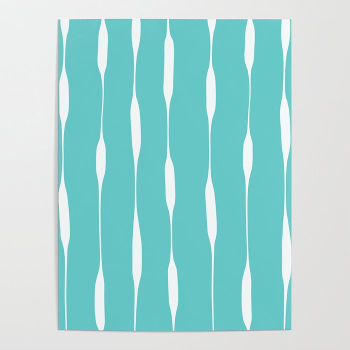 Robin's Egg Blue Turquoise Threaded Stripes Minimalist Modern Pattern Poster Gallery Image 1