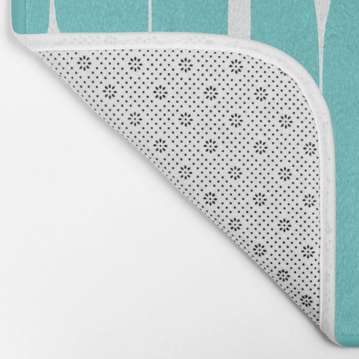 Robin's Egg Blue Turquoise Threaded Stripes Minimalist Modern Pattern Bath Mat Gallery Image 2