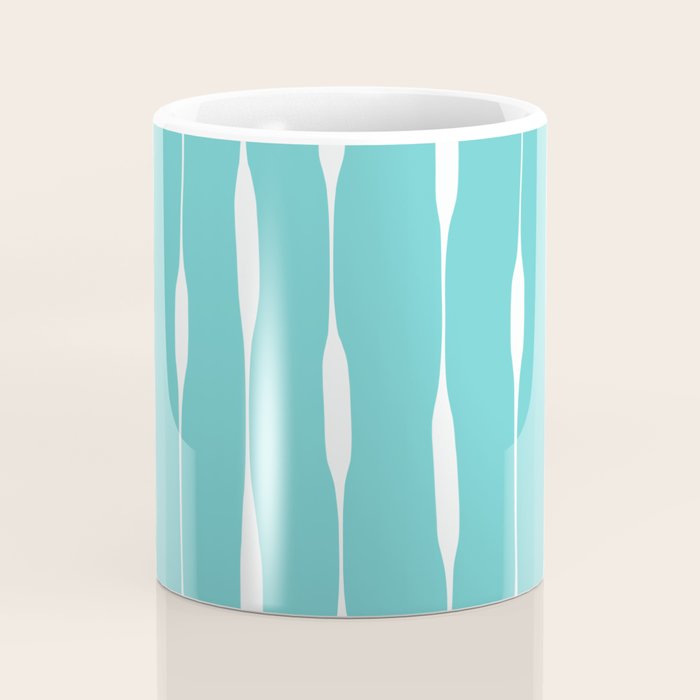 Robin's Egg Blue Turquoise Threaded Stripes Minimalist Modern Pattern Coffee Mug Gallery Image 4