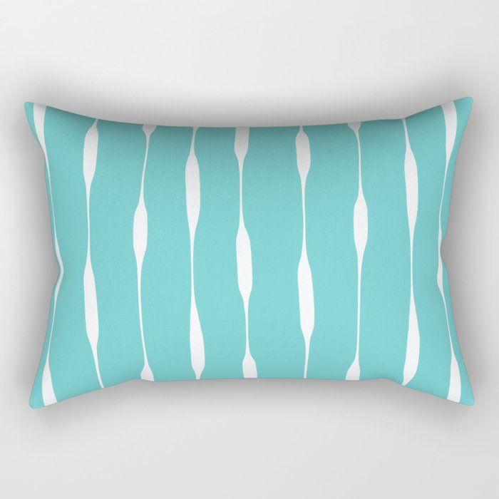 Robin's Egg Blue Turquoise Threaded Stripes Minimalist Modern Pattern Rectangular Pillow Gallery Image 2