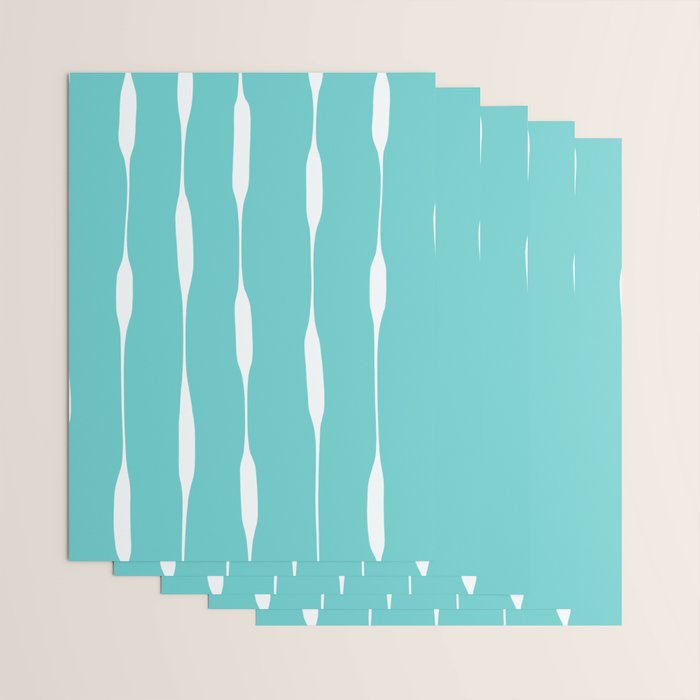 Robin's Egg Blue Turquoise Threaded Stripes Minimalist Modern Pattern Wrapping Paper Gallery Image 3