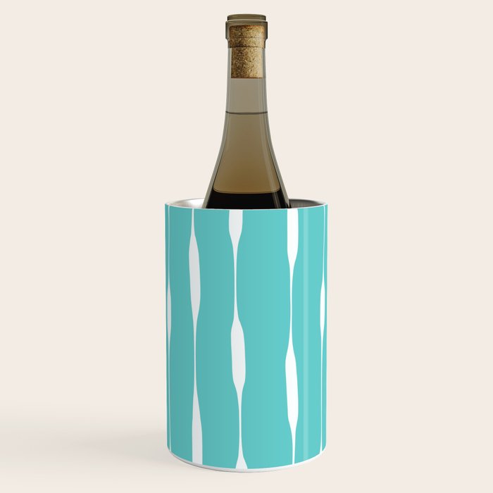 Robin's Egg Blue Turquoise Threaded Stripes Minimalist Modern Pattern Wine Chiller Gallery Image 1