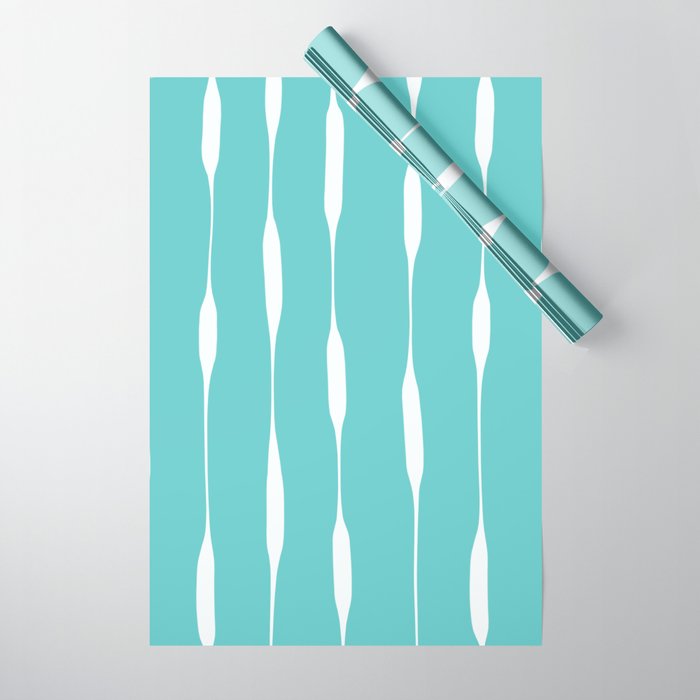 Robin's Egg Blue Turquoise Threaded Stripes Minimalist Modern Pattern Wrapping Paper Gallery Image 1