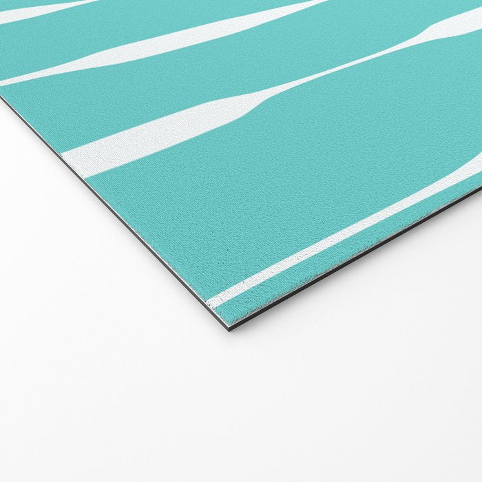 Robin's Egg Blue Turquoise Threaded Stripes Minimalist Modern Pattern Welcome Mat Gallery Image 2