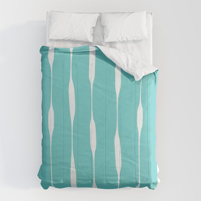 Robin's Egg Blue Turquoise Threaded Stripes Minimalist Modern Pattern Comforter Gallery Image 6