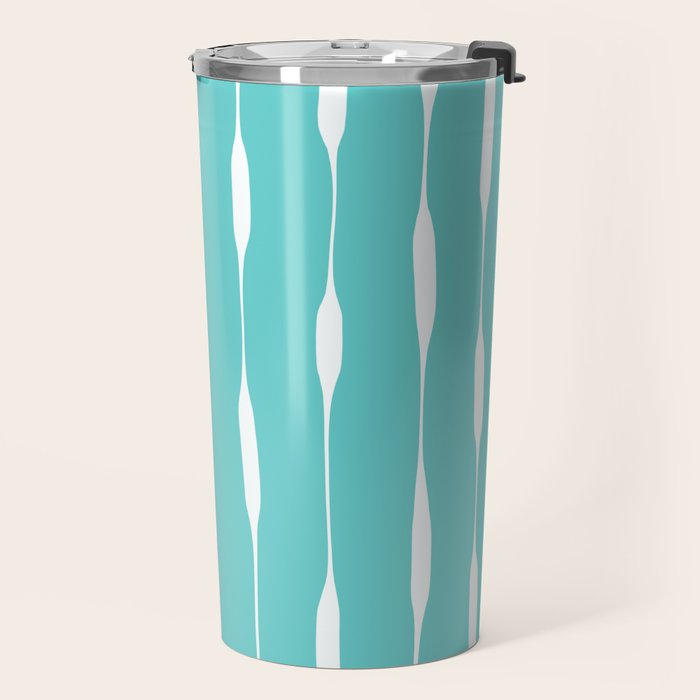 Robin's Egg Blue Turquoise Threaded Stripes Minimalist Modern Pattern Travel Mug Gallery Image 2