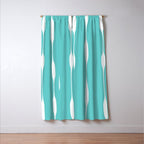 Robin's Egg Blue Turquoise Threaded Stripes Minimalist Modern Pattern Window Curtain Gallery Image 3