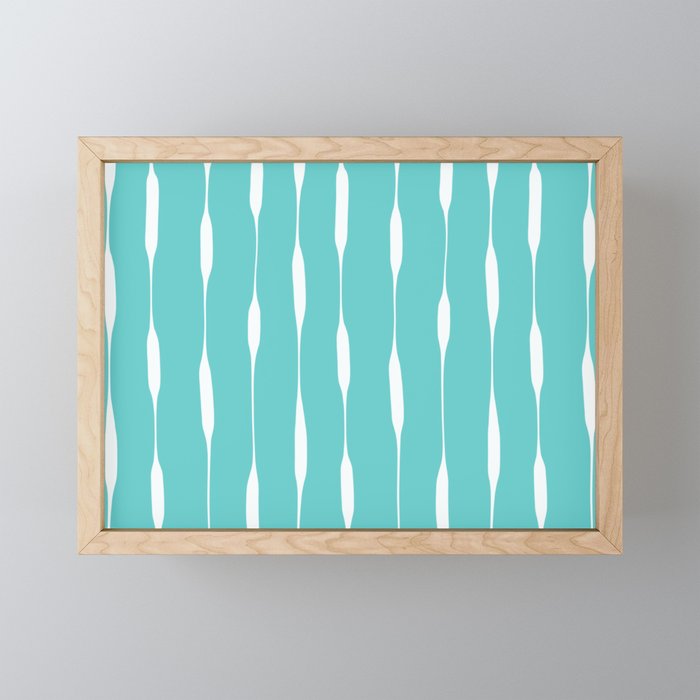 Robin's Egg Blue Turquoise Threaded Stripes Minimalist Modern Pattern Mini Art Print Gallery Image 1