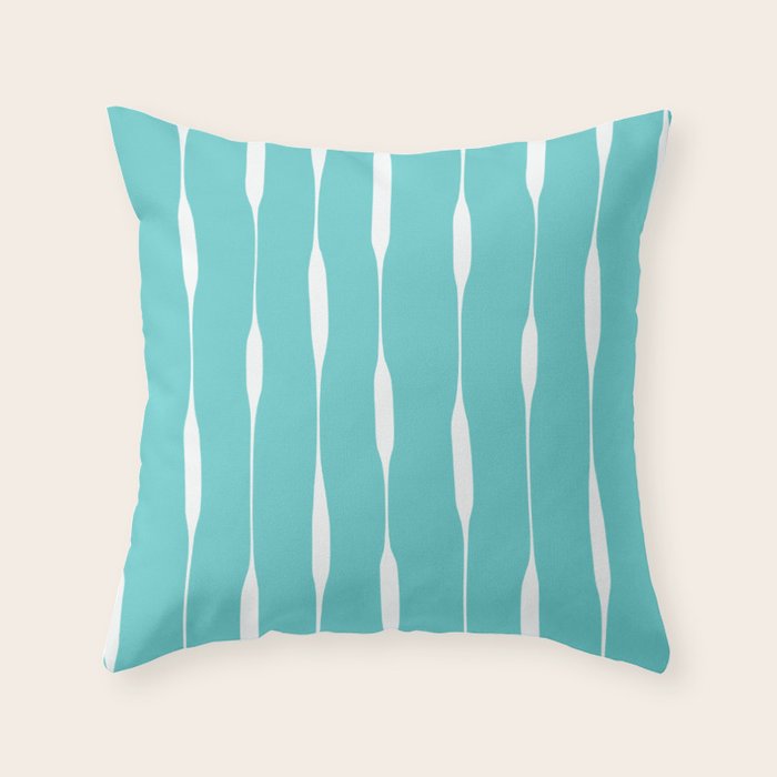 Robin's Egg Blue Turquoise Threaded Stripes Minimalist Modern Pattern Throw Pillow Gallery Image 6