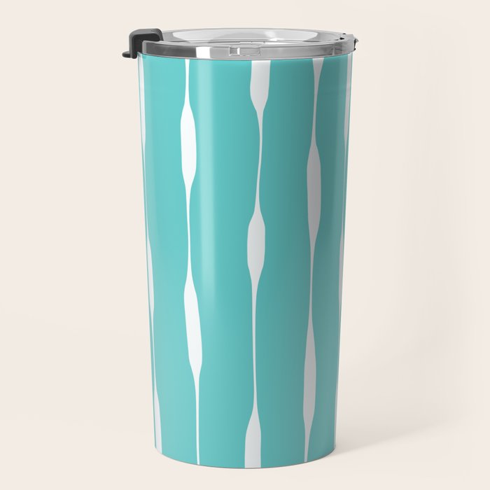 Robin's Egg Blue Turquoise Threaded Stripes Minimalist Modern Pattern Travel Mug Gallery Image 3