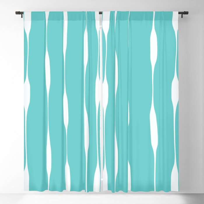 Robin's Egg Blue Turquoise Threaded Stripes Minimalist Modern Pattern Window Curtain Gallery Image 5