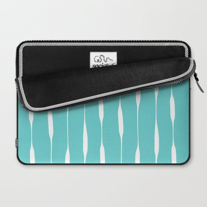 Robin's Egg Blue Turquoise Threaded Stripes Minimalist Modern Pattern Laptop Sleeve Gallery Image 2