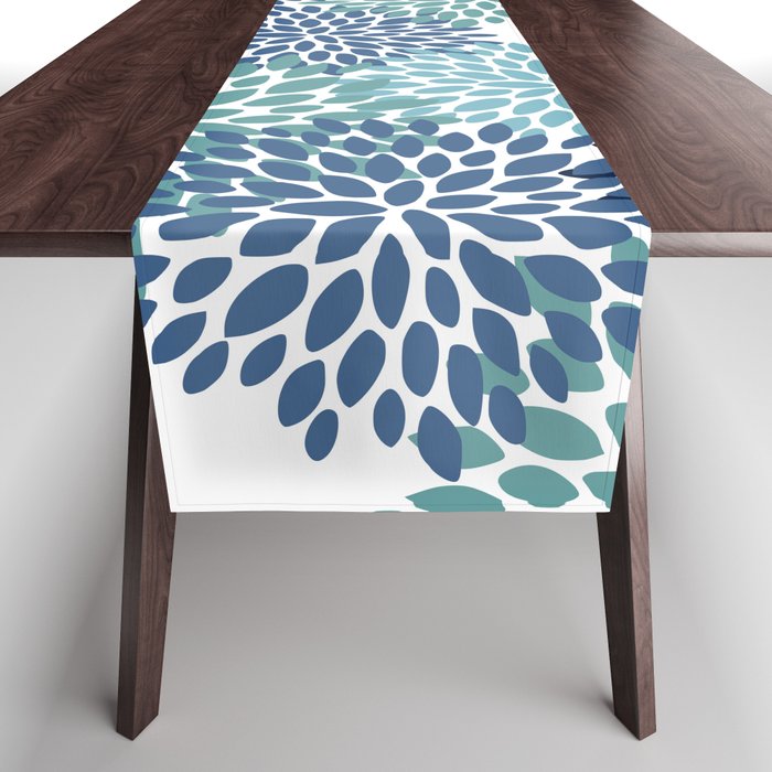 Floral Blooms, Navy, Blue and Teal Table Runner Gallery Image 1