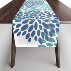 Floral Blooms, Navy, Blue and Teal Table Runner Gallery Image 1