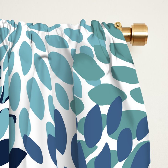 Floral Blooms, Navy, Blue and Teal Window Curtain Gallery Image 2