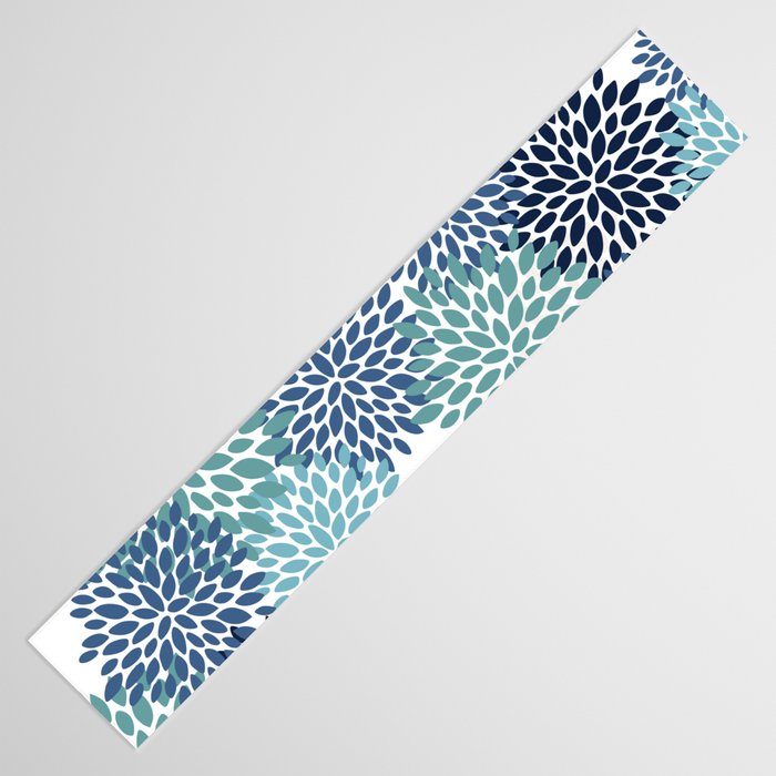 Floral Blooms, Navy, Blue and Teal Table Runner Gallery Image 3