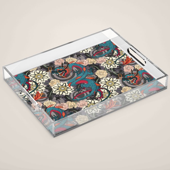 dragon tattoo dark Acrylic Tray Gallery Image 1