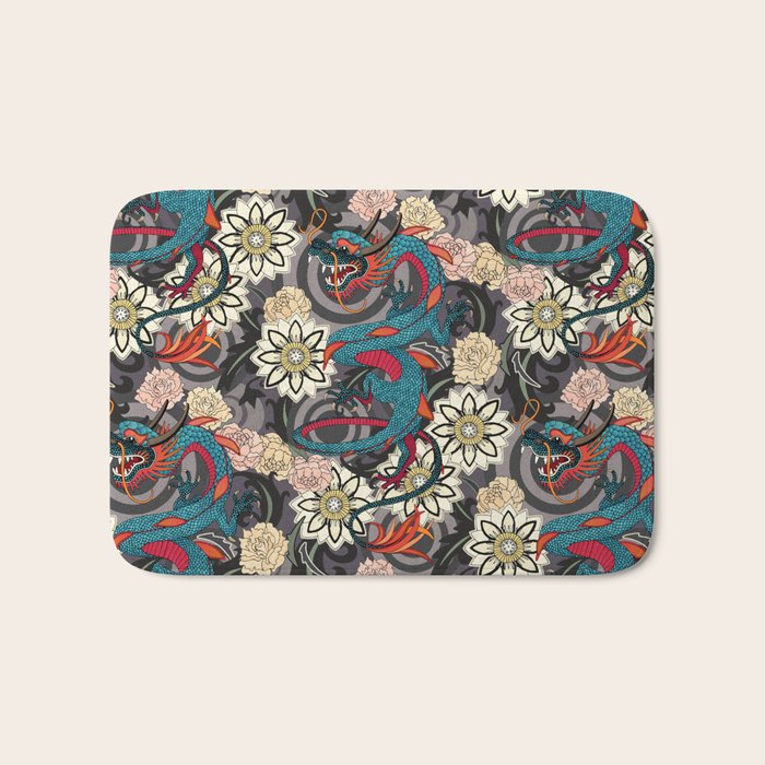 dragon tattoo dark Bath Mat Gallery Image 1