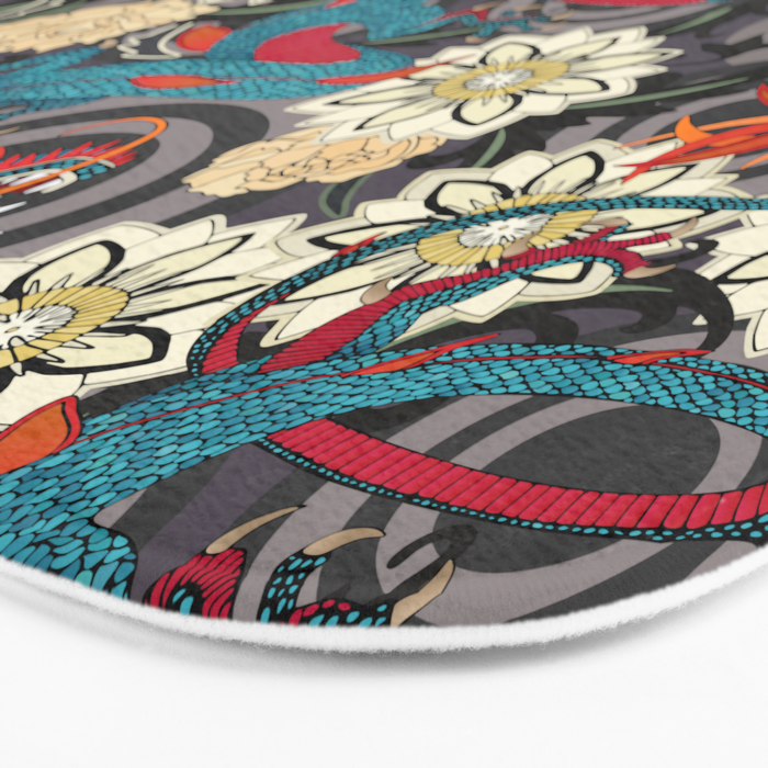 dragon tattoo dark Bath Mat Gallery Image 3