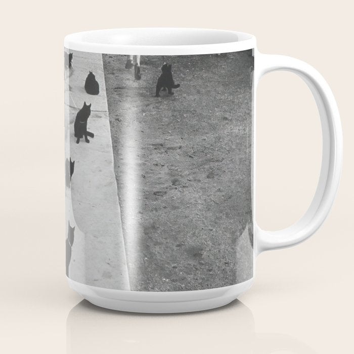Cat Audition, Black and White, Vintage Art Coffee Mug Gallery Image 2