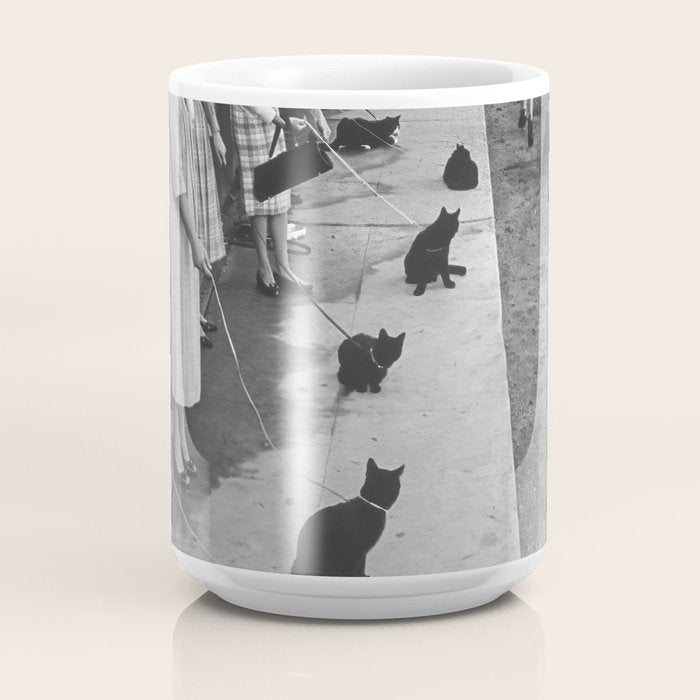 Cat Audition, Black and White, Vintage Art Coffee Mug Gallery Image 4