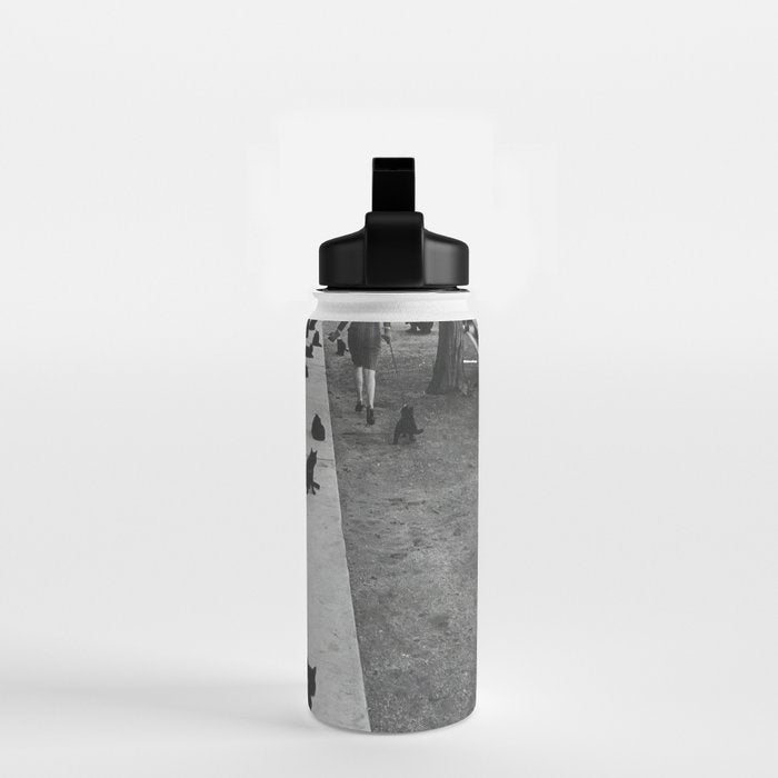 Cat Audition, Black and White, Vintage Art Water Bottle Gallery Image 2