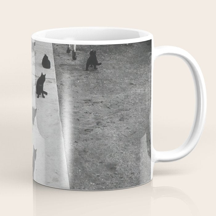Cat Audition, Black and White, Vintage Art Coffee Mug Gallery Image 1