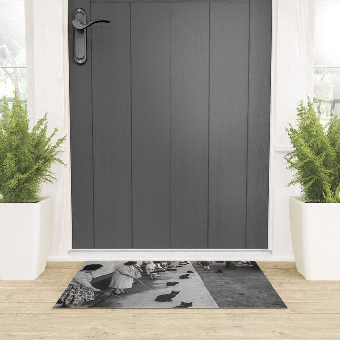 Cat Audition, Black and White, Vintage Art Welcome Mat Gallery Image 3