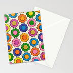 Colorful Flowers Happy Retro Plastic-Look Pattern Stationery Card Gallery Image 2