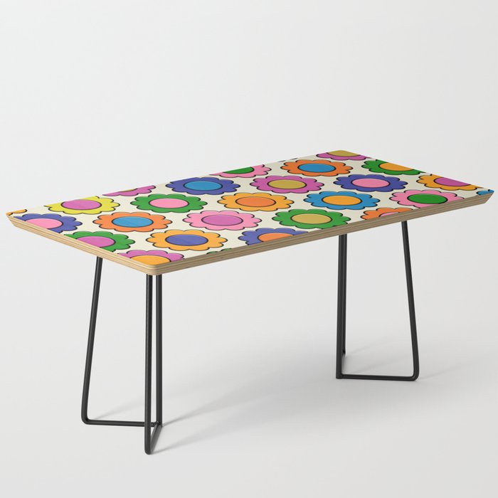 Colorful Flowers Happy Retro Plastic-Look Pattern Coffee Table Gallery Image 1