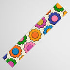Colorful Flowers Happy Retro Plastic-Look Pattern Table Runner Gallery Image 3