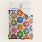 Colorful Flowers Happy Retro Plastic-Look Pattern Duvet Cover Gallery Image 6