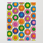 Colorful Flowers Happy Retro Plastic-Look Pattern Poster Gallery Image 4