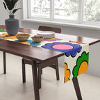 Colorful Flowers Happy Retro Plastic-Look Pattern Table Runner Gallery Image 2