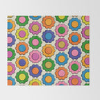 Colorful Flowers Happy Retro Plastic-Look Pattern Throw Blanket Gallery Image 2