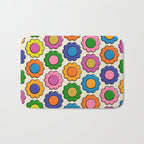 Colorful Flowers Happy Retro Plastic-Look Pattern Bath Mat Gallery Image 1