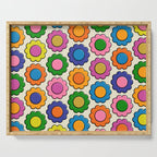 Colorful Flowers Happy Retro Plastic-Look Pattern Serving Tray Gallery Image 1