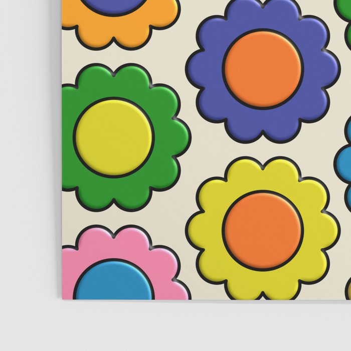 Colorful Flowers Happy Retro Plastic-Look Pattern Poster Gallery Image 3