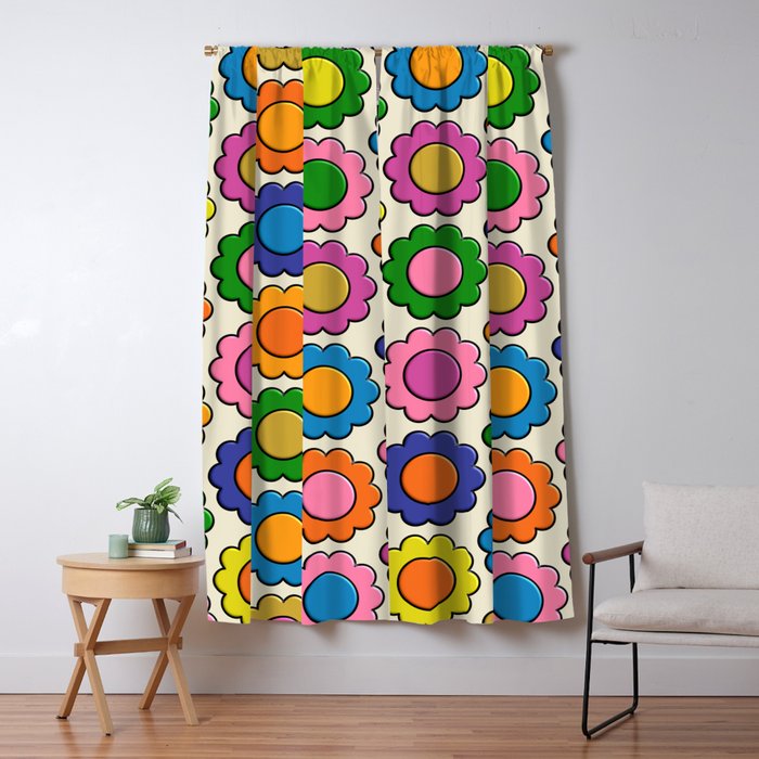 Colorful Flowers Happy Retro Plastic-Look Pattern Window Curtain Gallery Image 5